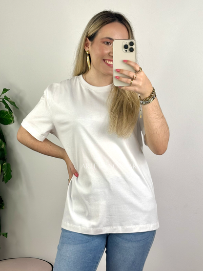 T-shirt de gola redonda branca