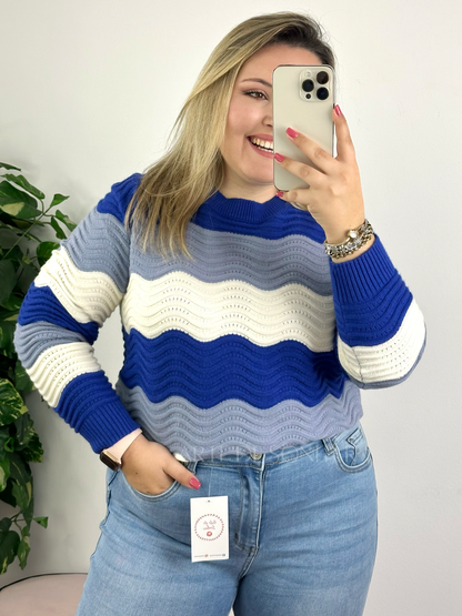 Camisola de riscas onduladas