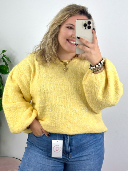 Camisola de malha amarela oversize