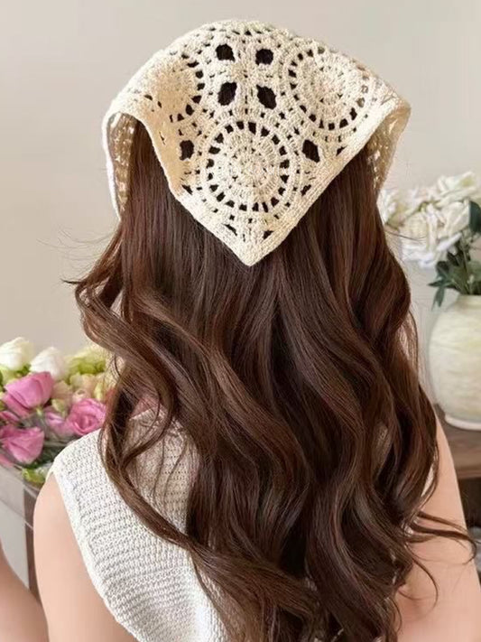 Lenço de crochet bege