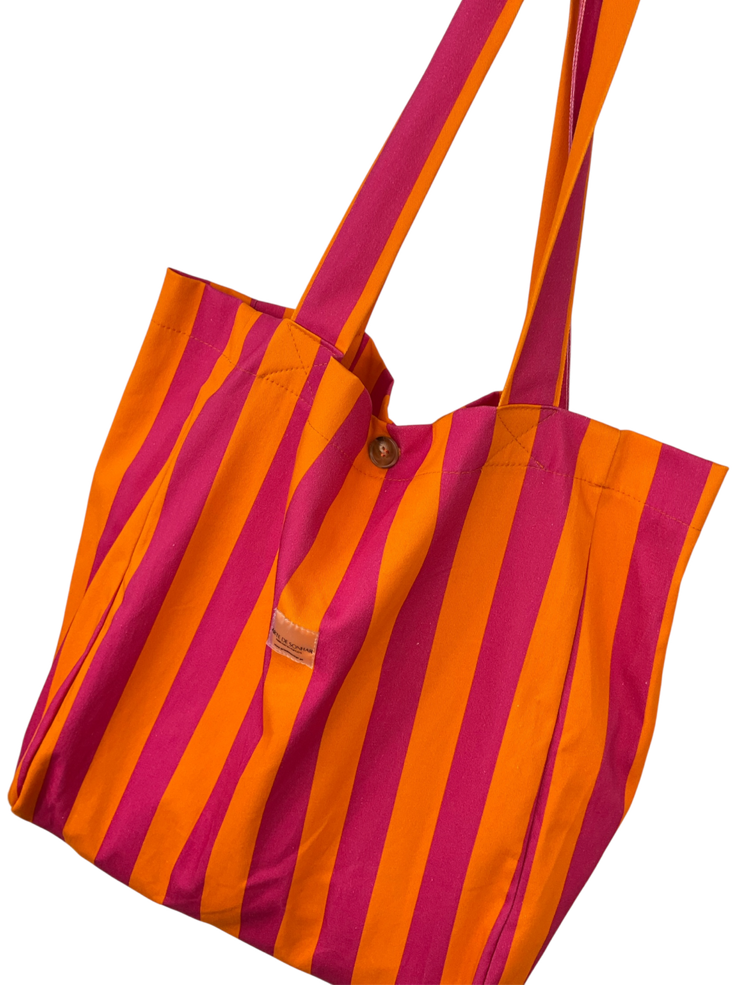 Saco de riscas rosa e laranja