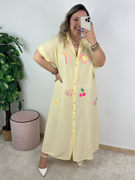 Vestido camiseiro amarelo