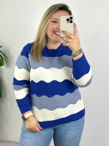Camisola de riscas onduladas