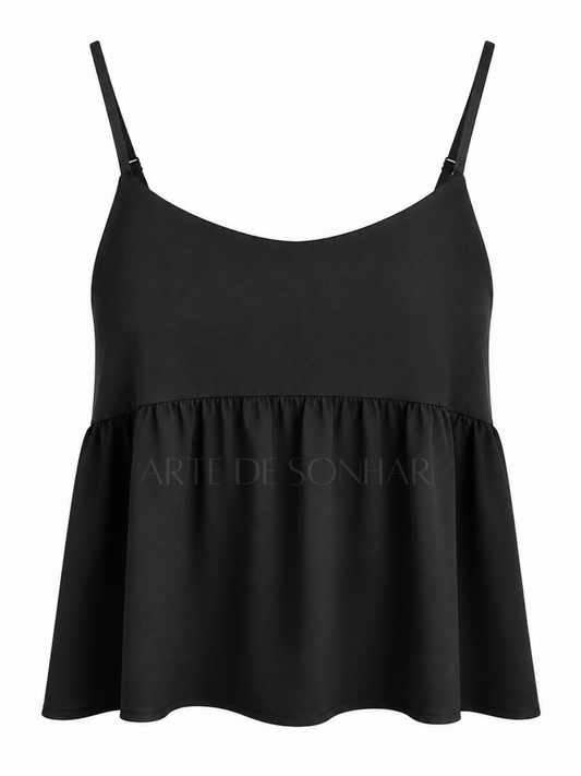 Top de cetim preto