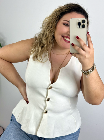Colete evasê branco