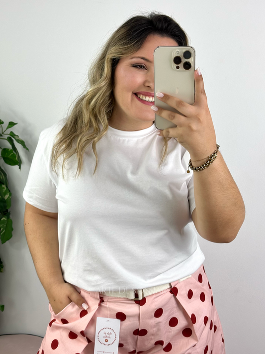 T-shirt de gola redonda branca