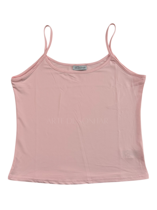 Top de licra rosa com alças finas