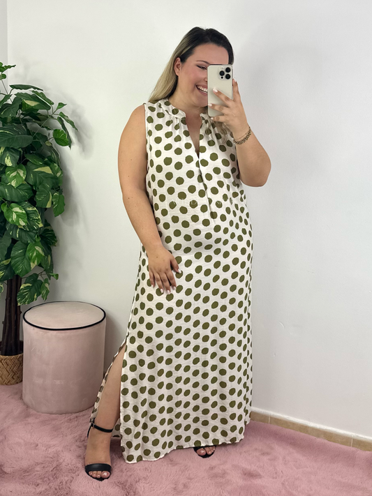 Vestido de bolinhas verde