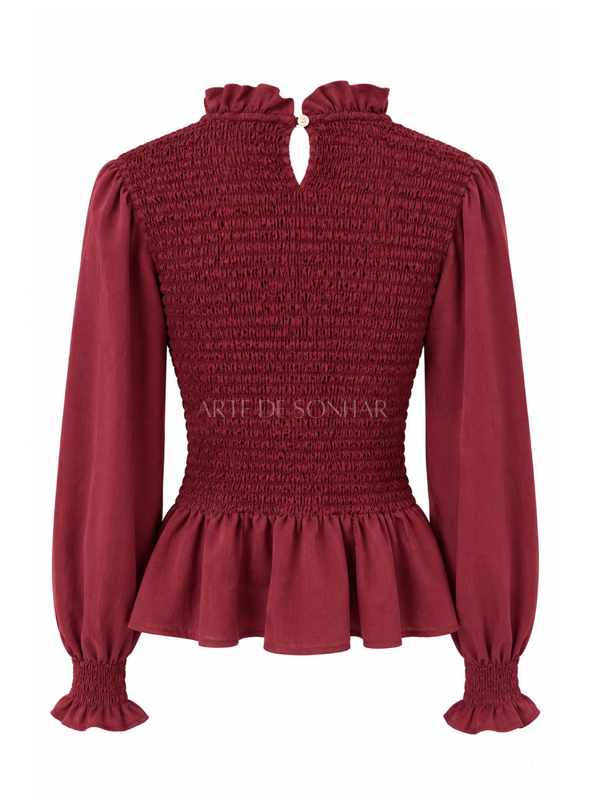 Blusa com franzido bordeaux
