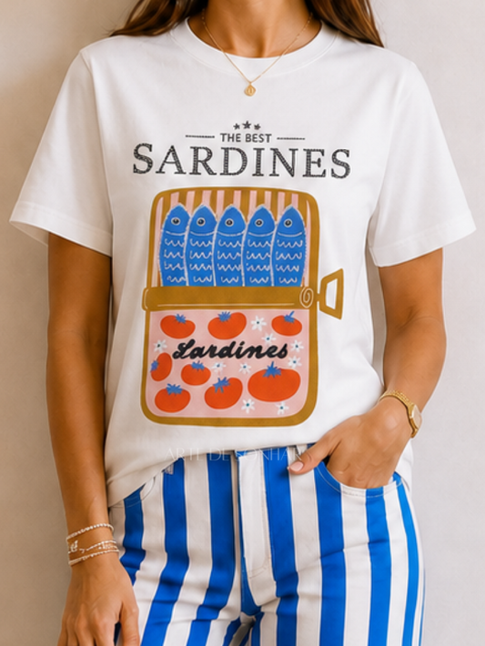 T-shirt das sardinhas com brilhantes