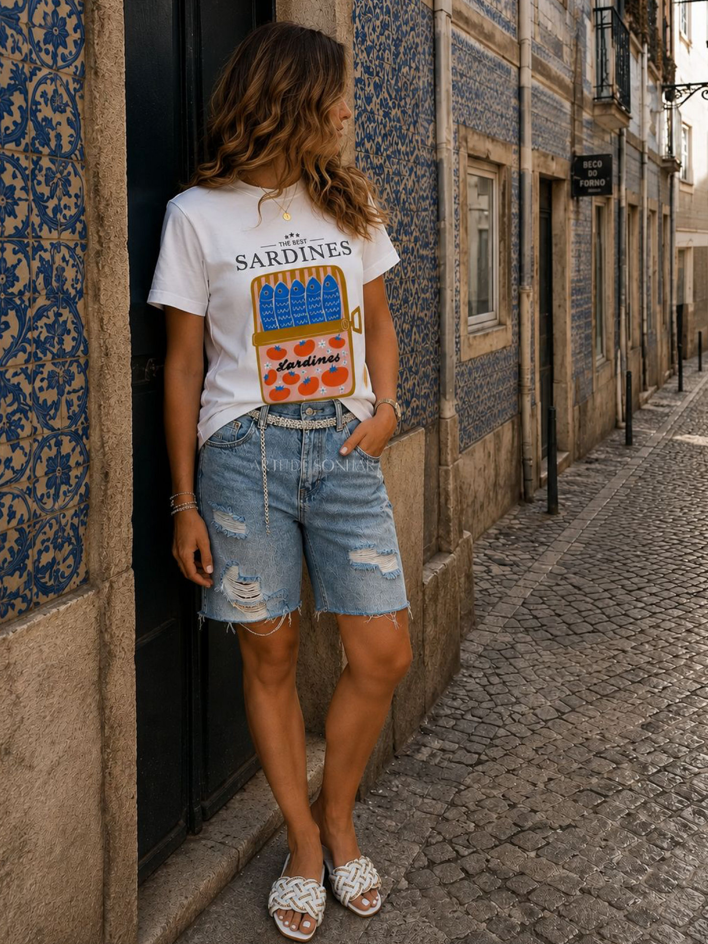 Calções de ganga com cinto brilhante