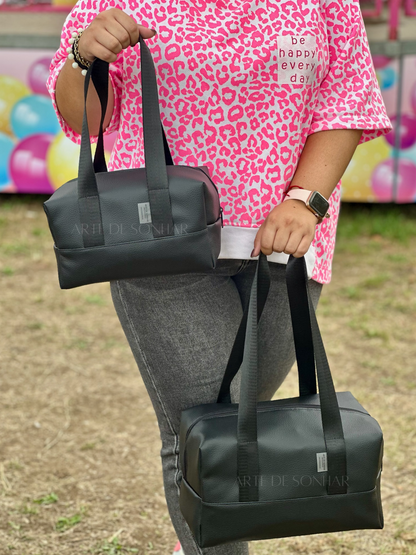 Lancheira térmica de Napa Preta tamanho L