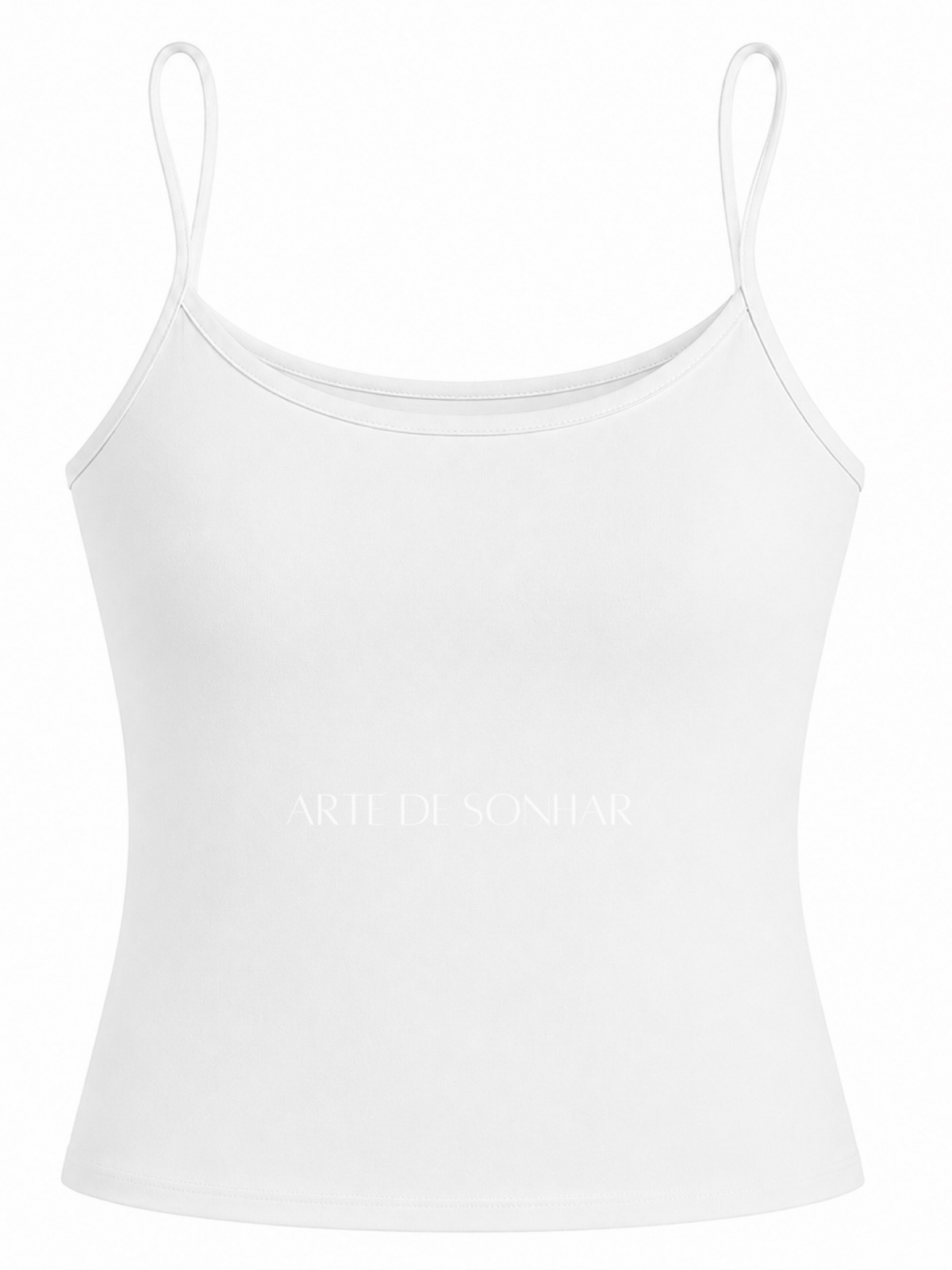 Top de licra branco com alças finas