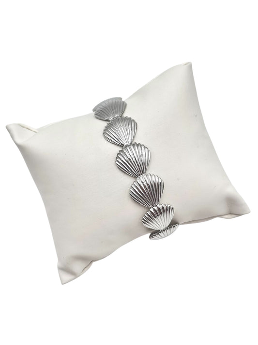 Pulseira prateado ajustável com conchas