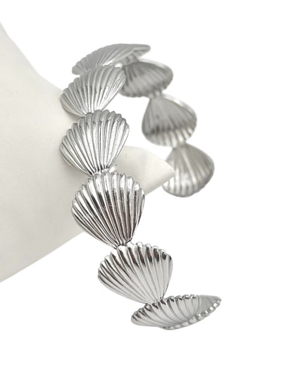 Pulseira prateado ajustável com conchas