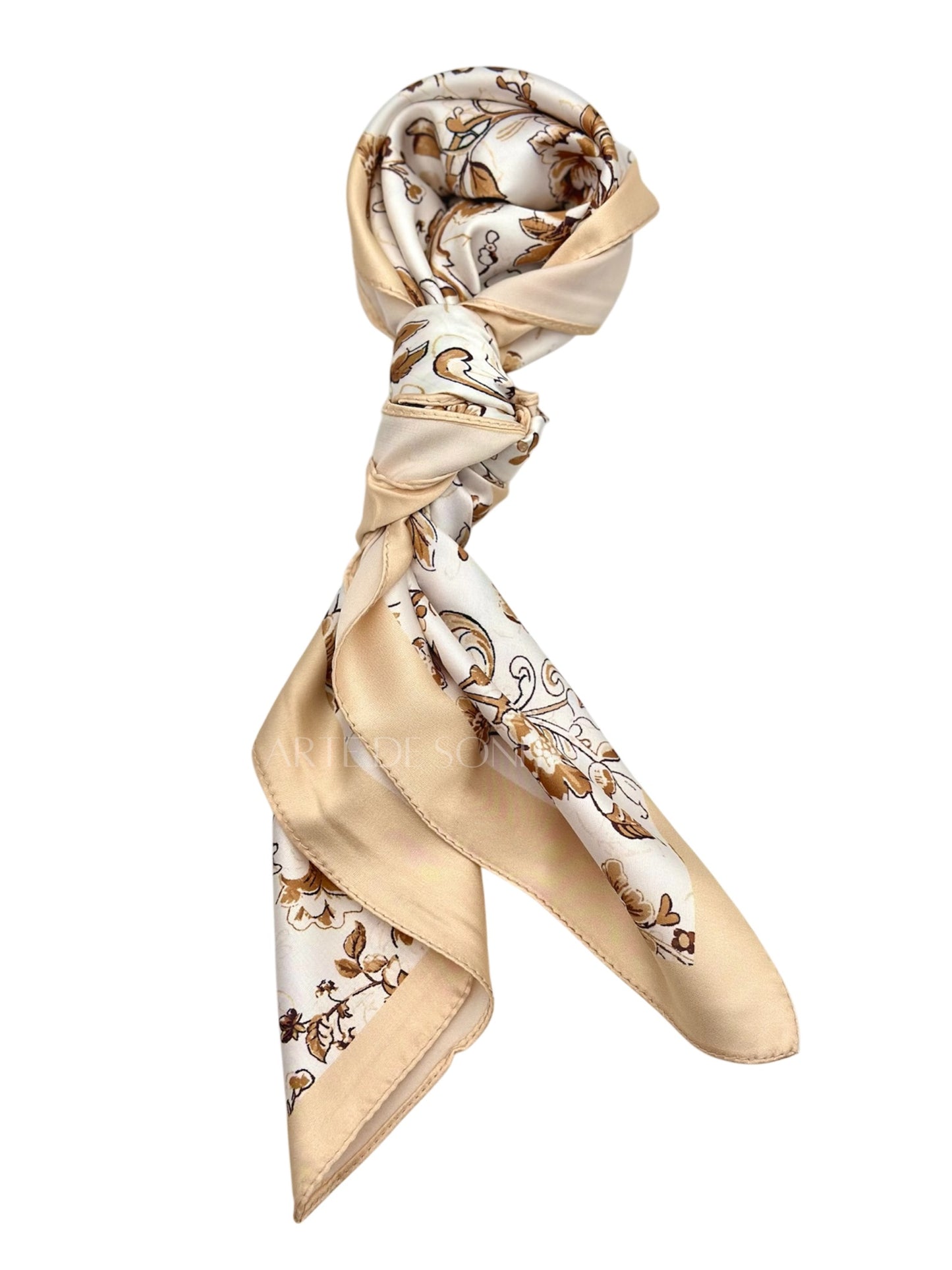 Lenço bege com flores