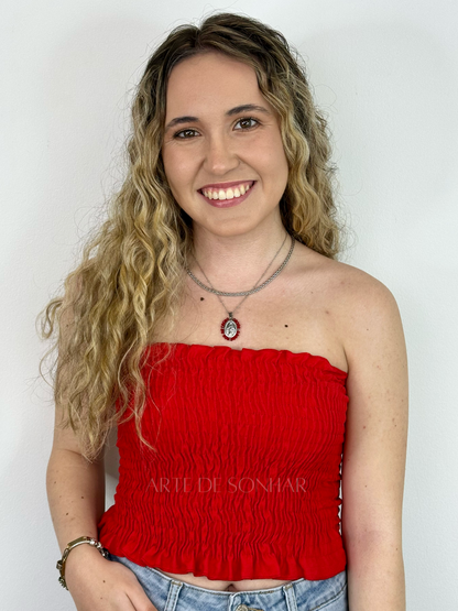 Top faixa franzido
