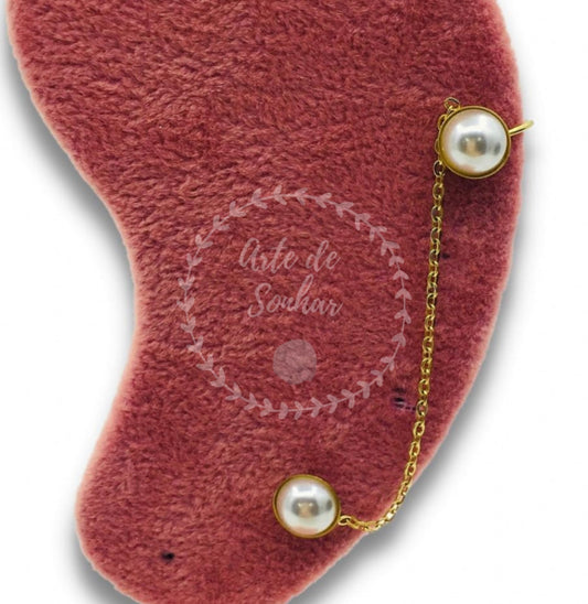 Brincos earcuf com pérolas