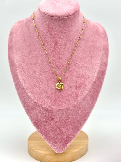 Colar mini coração com bolinhas