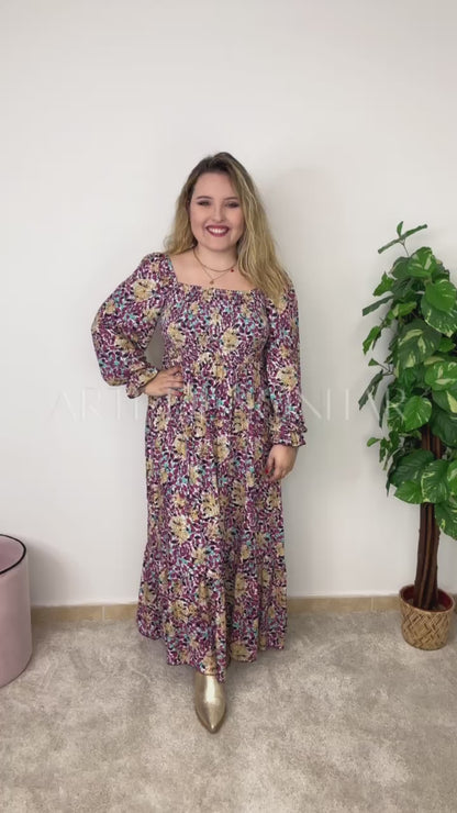 Vestido comprido de flores