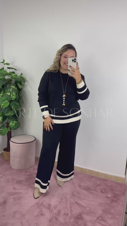 Conjunto de malha com riscas