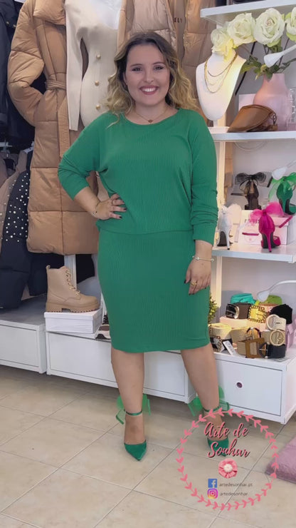 Camisola de malha canelada verde 🇵🇹
