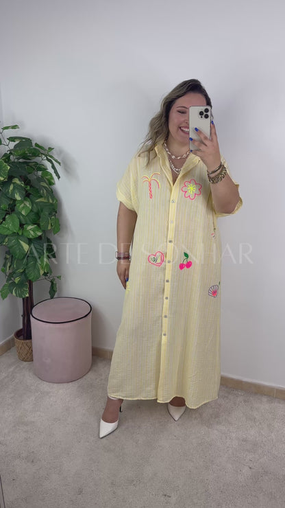 Vestido camiseiro amarelo